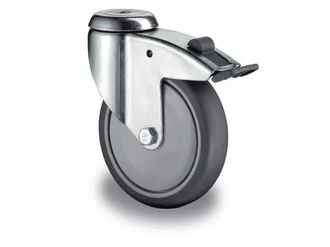 zwenkwiel m. rem,draagverm. 80kg,TPE-banden,ØxB 100x30mm,kogellager