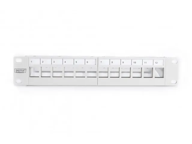 Modulair Patchpaneel 12-poorts Blanco 1U 254mm 10'' Rackmontage Grijs