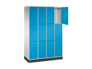 lockerkast,RAL 7035/RAL 5012,HxBxD 1950x1220x500mm,4x3vakken,cil.-slot - 1