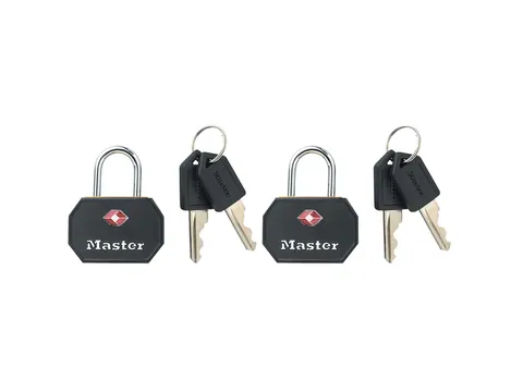 Hangslot Masterlock 2 gelijksluitend aluminium TSA zwart 30mm