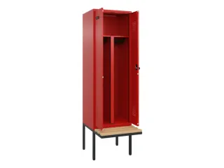 PBM-locker met bank,HxBxD 2120x600x815mm,2vak,vak B 300mm,draaigrendel - 1