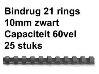 Bindrug Fellowes 10mm 21-rings A4 zwart 25stuks - 1