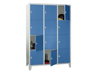 lockerkast,HxBxD 1850x1200x500mm,3x4vakken,RAL7035,front RAL5012 - 2