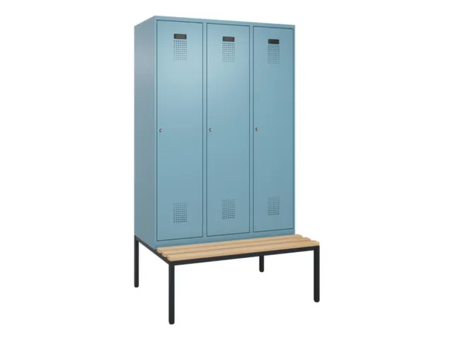 locker met bank,voor scheiding van kleding,HxBxD 2120x1200x815mm,3vak