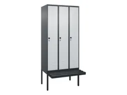 locker met bank,HxBxD 2120x900x815mm,3vak,vak B 300mm,draaigrendel