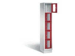 Lockerkast 1800x320x500mm 1x5 vakken Cilinderslot, Sokkel, RAL3003