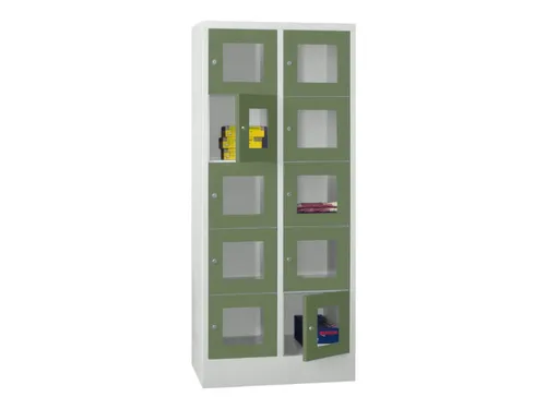 lockerkast,HxBxD 1850x800x500mm,2x5vakken,RAL7035,front RAL6011