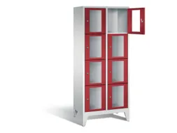 Lockerkast 1850x810x500mm 2x4 vakken Cilinderslot Poten, RAL3003