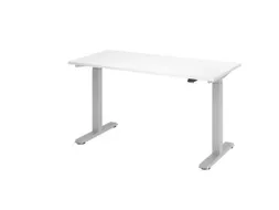Elektrisch Zit-sta Bureau 720-1190x1400x670mm Wit blad T-voet zilver