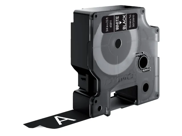Labeltape Dymo 45811 D1 S720910 19mmx7m wit op zwart