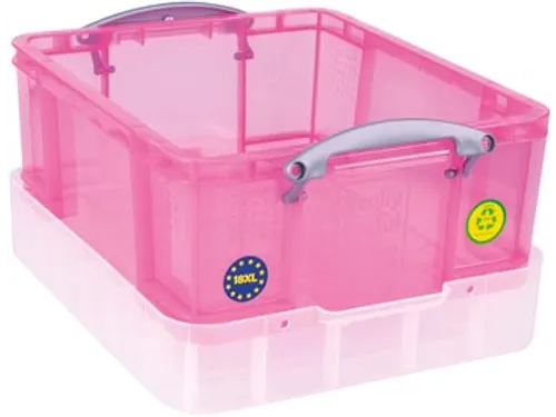 opbergdoos 18 liter XL transparant roze
