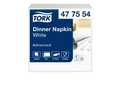 Servetten Tork 477554 Dinner 2-laags 39x39cm wit 1/4 vouw 150st.