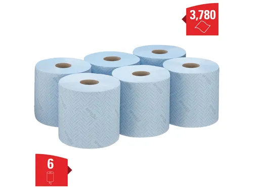 Poetsrol WypAll L10 1-laags 18,3cmx239m 630 vel blauw 7494