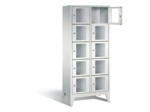 Lockerkast 1850x810x500mm 2x5 vakken Cilinderslot Poten, RAL7035