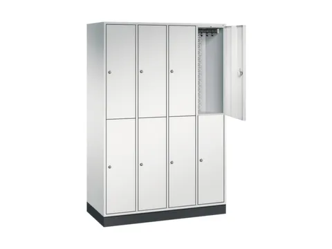 Dubbeldekse garderobekast,RAL 7035,HxBxD 1950x1220x500mm,4x2vak.