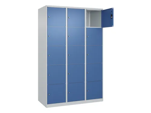 lockerkast,HxBxD 1850x1200x500mm,3x5vakken,vak B 400mm,cil.-slot
