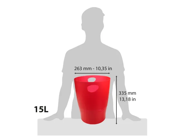 ECOBIN Papiermand 15 L karmijnrood transp