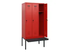 locker met bank,HxBxD 1950x900x815mm,3vak,vak B 300mm,draaigrendel