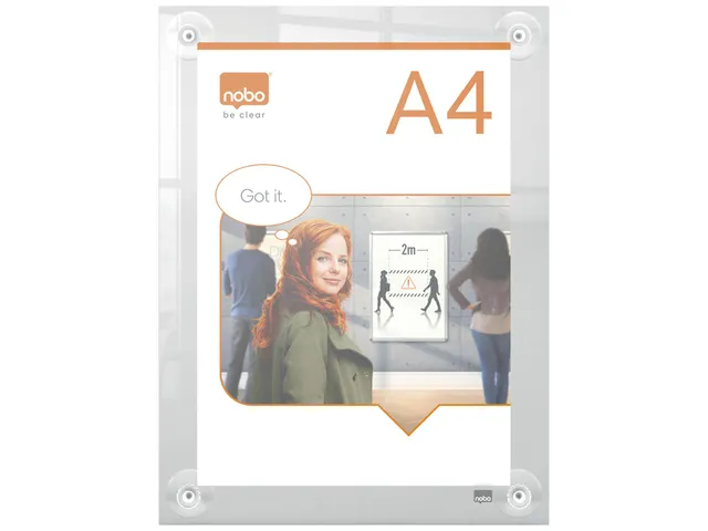 Infobord Nobo Premium Plus A4 acryl wand verplaatsbaar