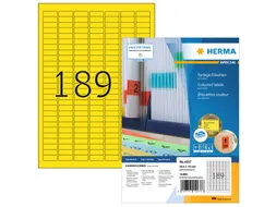 HERMA 4237 Gekleurde etiketten A4 25,4x10mm Geel 18900 stuks