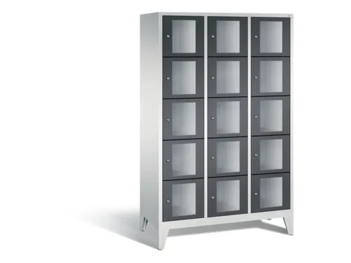 Lockerkast 1850x1200x500mm 3x5 vakken Cilinderslot Poten, RAL7021