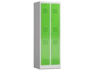 Dubbeldekse garderobekast 1800x590x500mm 2x2vak klink RAL7035 RAL6018 - 1