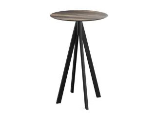 statafel,HxØ 1090x700mm,rond,4voeten zwart,blad HPL Tropical Wood - 2