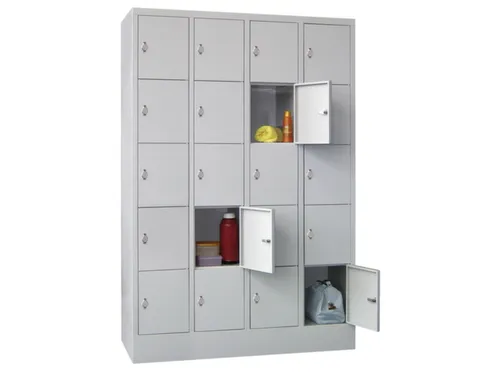 lockerkast,HxBxD 1850x1200x500mm,4x5vakken,RAL7035,front RAL7035