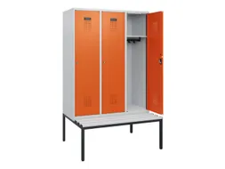 locker met bank,HxBxD 1950x1200x815mm,3vak,vak B 400mm,cilinderslot