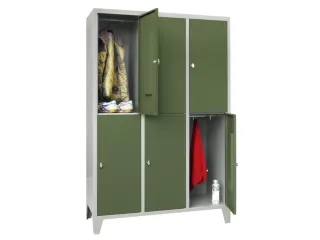 lockerkast,HxBxD 1850x1200x500mm,3x2vakken,RAL7035,front RAL6011 - 2