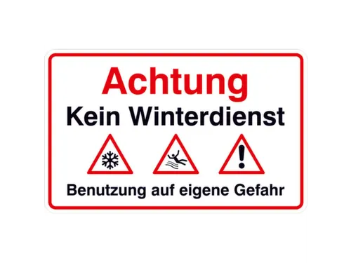 aanwijzingsbord,Let op! Geen winterdienst! Gebruik op eigen risico,PVC