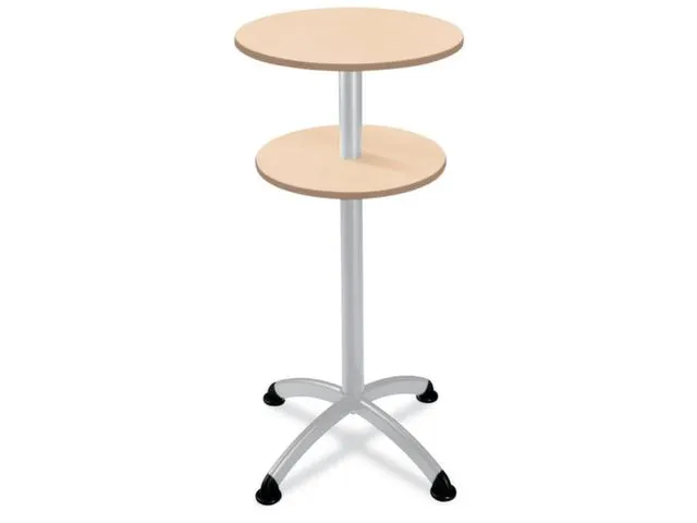 Statafel Stalen 4-Poots H 112cm Onderstel Zwart Blad Esdoorn