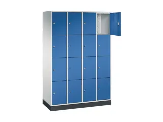 lockerkast,RAL 7035/RAL 5010,HxBxD 1950x1220x500mm,4x4vakken,cil.-slot - 1