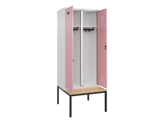locker met bank,voor scheiding van kleding,HxBxD 2120x800x815mm,2vak