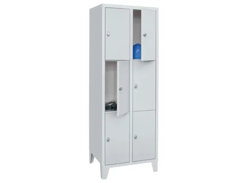 lockerkast,HxBxD 1850x600x500mm,2x3vakken,RAL7035,front RAL7016