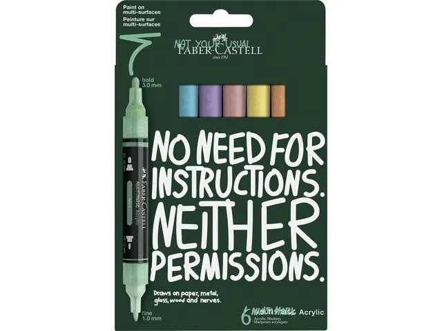 Acrylmarker Faber-Castell Multimark 6 stuks Pastel kartonetui