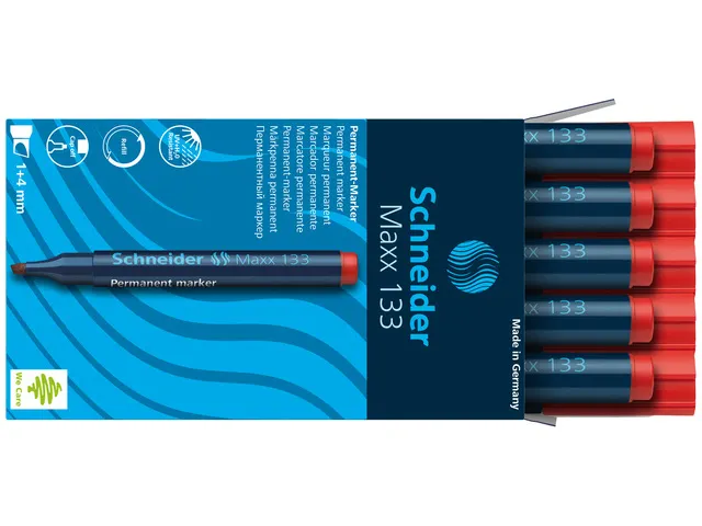 Marqueur Schneider Maxx 133 permanent rouge, pointe biseautée