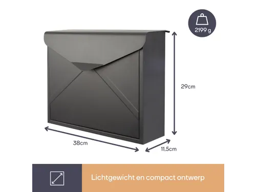 Brievenbus Mailbox Verona Mat Zwart Staal