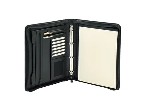 Schrijfmap Economy A4 Licht Generfd Ring+rits Zwart