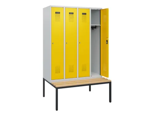 locker met bank,HxBxD 1950x1200x815mm,4vak,vak B 300mm,cilinderslot