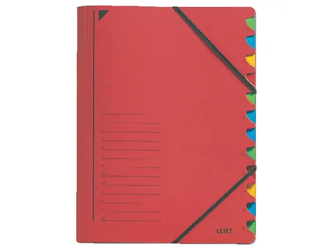 Sorteermap Leitz 3912 A4 12 vaks karton rood