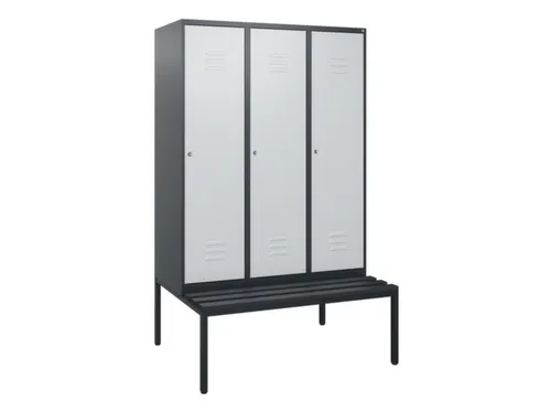 locker met bank,HxBxD 1950x1200x815mm,3vak,vak B 400mm,cil.-slot