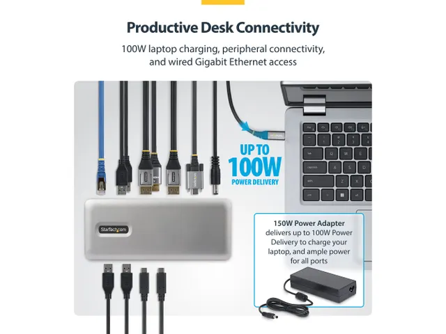 StarTech USB-C Docking Station 2x DP HDMI 4K60 100W PD