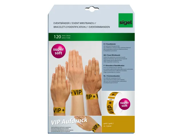 Bracelets d'identification Sigel super soft 255x25mm VIP 120 pcs