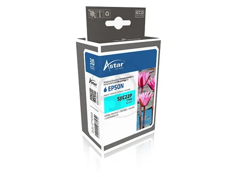 As70022 Astar Epson Sjic22P Tmc Inkt Cyaan Rebuilt Chip 32,5Ml