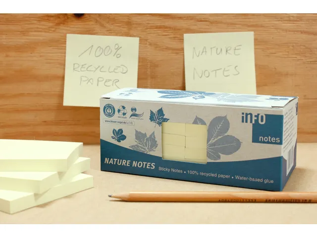 Bloc-mémos recyclé 75x75mm jaune paquet de 12 blocs