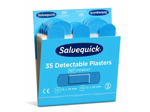 Pleisters Salvequick blauw detectabel refill 35 Stuks