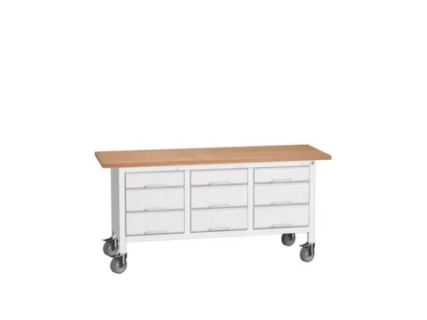 werkbank HxBxD 830x1750x600mm multiplexblad 9laden RAL7035