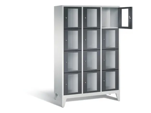 Lockerkast 1850x1200x500mm 3x4 vakken Cilinderslot Poten, RAL7021