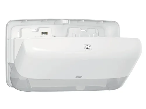 Tork 555500 T2 Twin Mini Jumbo Toiletpapier Dispenser Elevation Wit